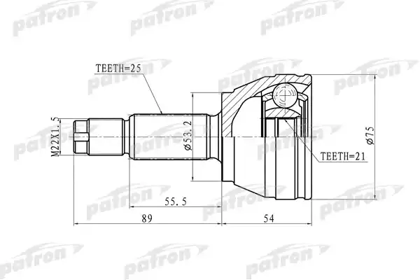 PATRON (PCV9105) ШРУС FORD FIESTA -08 1.6 16V наружн.