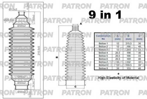 PATRON (PSE6423) Пыльник рулевой рейки