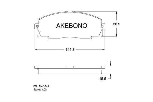 AKEBONO (AN334K) Колодки тормозные дисковые передние ПОДХОДЯТ ДЛЯ TOYOTA HIACE IV AN-334K