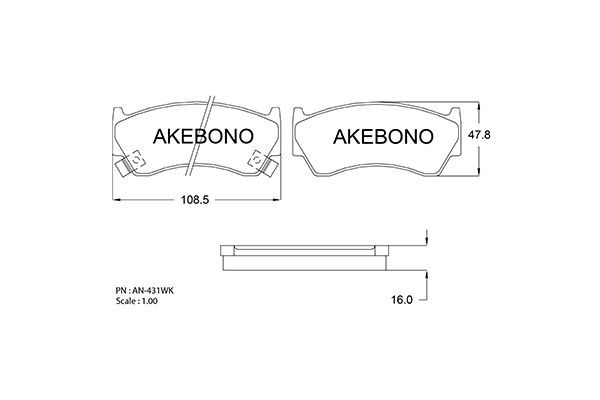 AKEBONO (AN431WK) Колодки тормозные дисковые передние NISSAN ALMERA I (N15)