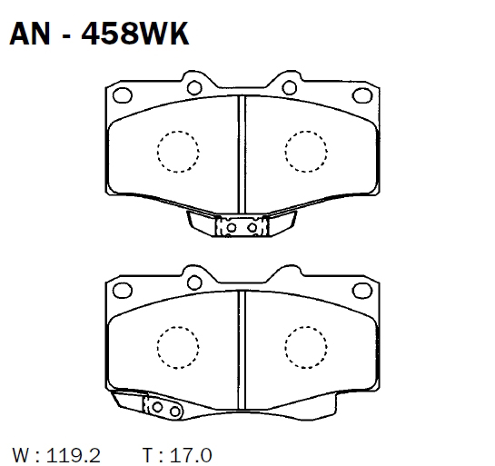 AKEBONO (AN458WK) Колодки тормозные дисковые передние ПОДХОДЯТ ДЛЯ TOYOTA HILUX (ZN18_), LC PRADO 90 AN-458WK