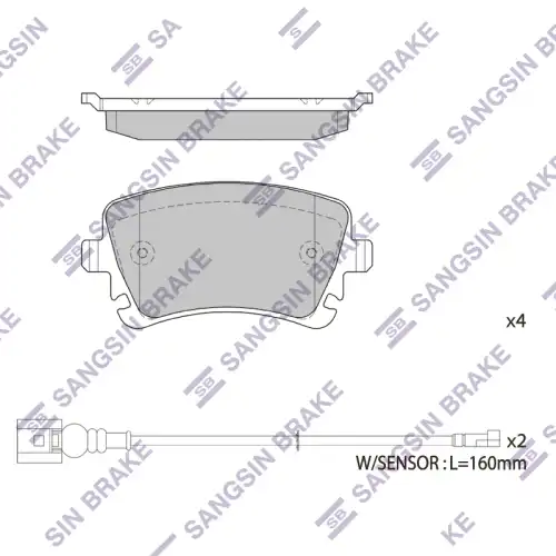 SANGSIN BRAKE (SP1818) Колодки задние AUDI A4, A6, A8, VW Multivan, Transporter SANGSIN BRAKE SP1818