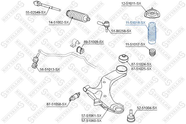 STELLOX (1151018SX) пыльник амортизатора переднего Hyundai Elantra 00>