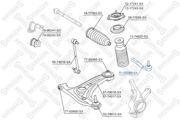 STELLOX (5100299SX) наконечник рулевой левый!\ Nissan Note E11 06>