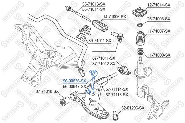 STELLOX (5600836SX) Тяга стабилизатора MAZDA 626 91- перед. лев.