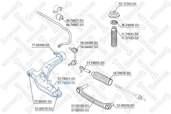 STELLOX (5774020SX) рычаг нижний правый  5774020SX