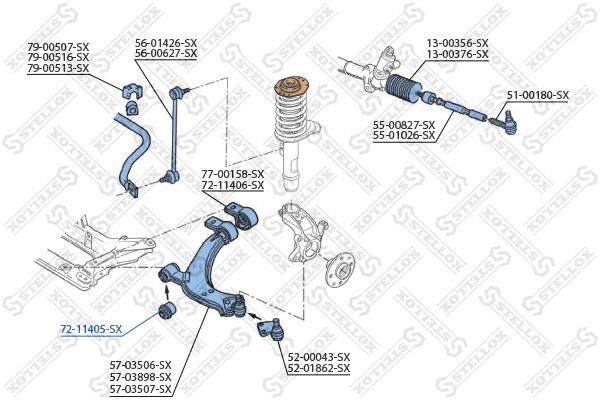 STELLOX (7211405SX) сайлентблок рычага пер.