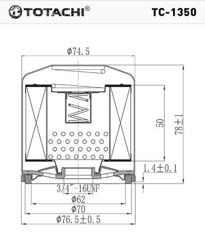 TOTACHI (TC1350) Масляный фильтр TOTACHI TC-1350 7S7G-6714-AA W7008