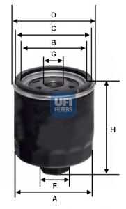 UFI (2342800) Фильтр масляный SKODA FABIA/FELICIA/OCTAVIA/VW GOLF 3/4/5/POLO 1.0-1.6