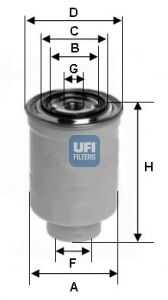 UFI (2444300) Фильтр топливный KIA/HYUNDAI 1.1D-2.5D 03-