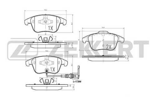 ZEKKERT (BS1009) Колодки торм. диск. передн. с датчиком Audi Q3 11- Seat Alhambra II 10- VW Sharan II 10- Tiguan 0