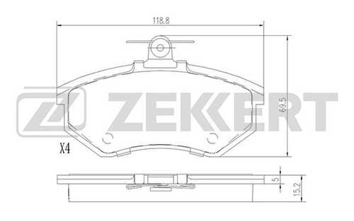 ZEKKERT (BS1097) Колодки торм. диск. передн. Audi 80 III 82-  90 II 84-  VW Golf III 91-  Passat II-III 85-  Corrado 