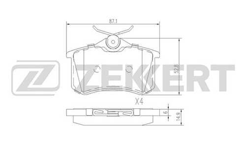 ZEKKERT (BS1127) Колодки торм. диск. задн. Audi A4 III 00- A6 II 97- VW Golf II-IV 83- Passat II-IV 84- Polo III