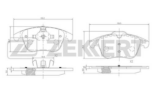 ZEKKERT (BS1128) Колодки торм. диск. передн. Citroen C5 I II 01- Ford Mondeo IV 07- Peugeot 508 10- Volvo S60 II