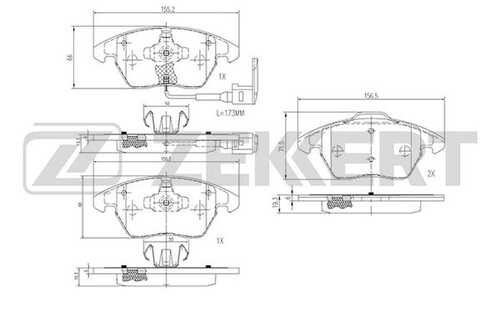 ZEKKERT (BS1141) Колодки торм. диск. передн. с датчиком Skoda Octavia (1Z) 04- VW Golf IV-VI 97- Passat VI VII 05-