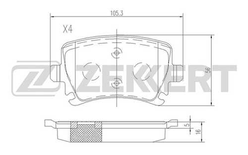 ZEKKERT (BS1142) Колодки торм. диск. задн. Audi A6 II 97- Skoda Octavia (1U 1Z) 04- VW Golf V VI 03- Passat VI 0