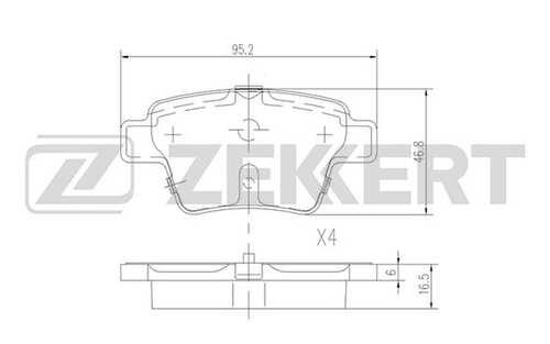 ZEKKERT (BS1144) Колодки торм. диск. задн. Citroen C4 04- Peugeot 207 CC 07- 207 SW 07- 207/207+ 06- 307 00- BYD