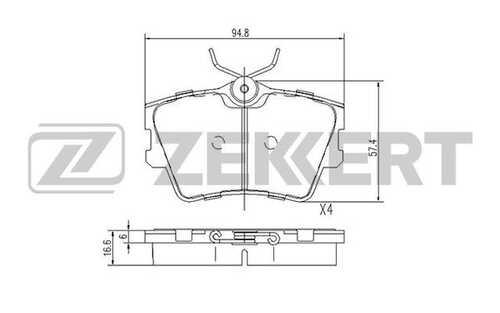 ZEKKERT (BS1156) Колодки торм. диск. задн. VW Transporter IV 90-