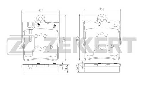 ZEKKERT (BS1165) Колодки торм. диск. задн. MB C-Class (203) 00- CLC (203) 08- CLK (208 209) 97- E-Class (210) 96-