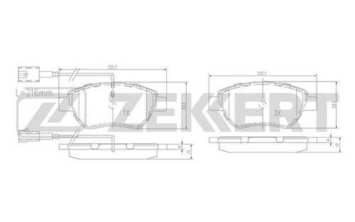 ZEKKERT (BS1167) Колодки торм. диск. передн. с датчиком Fiat Bravo (198) 07-  Doblo (119) 01-  Punto (199) 07-  Panda
