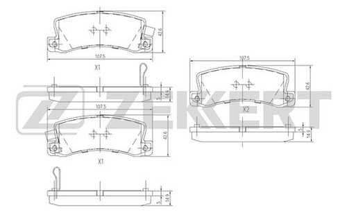 ZEKKERT (BS1216) Колодки торм. диск. задн. Toyota Avensis (T220) 97- Camry (V10 V20) 82- Corolla (E110) 97-