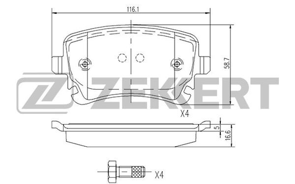 ZEKKERT (BS1256) Колодки торм. диск. задн. Audi A4 II III 03- A6 II III 02- VW Multivan V 03- Transporter V 03-