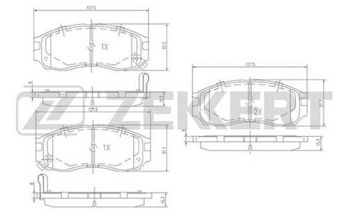 ZEKKERT (BS1355) Колодки торм. диск. передн. Mitsubishi Colt III-IV 90-  Eclipse I-II 91-  Galant VI-VII 87-  Lancer 