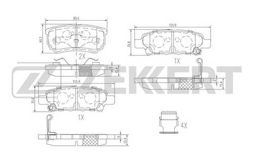 ZEKKERT (BS1358) Колодки торм. диск. задн. Dodge Avenger 07-  Mitsubishi Lancer IX  X 03-  Outlander 03-