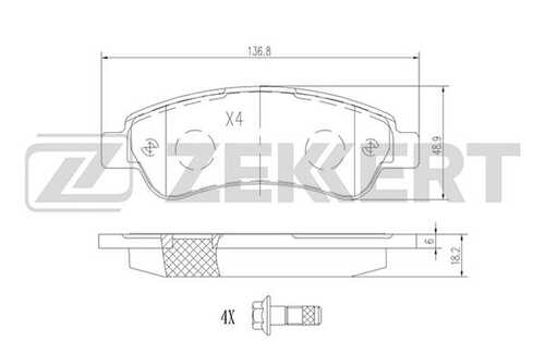 ZEKKERT (BS1470) Колодки торм. диск. задн. Citroen Jumper (250) 06-  Fiat Ducato (244_  250_) 06-  Peugeot Boxer (250