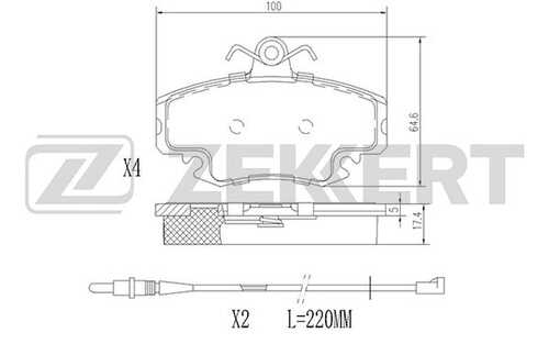 ZEKKERT (BS1482) Колодки торм. диск. передн. с датчиком Renault Clio I-III 90-   Logan 04-  Megane 96-  Sandero 07-  