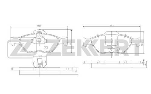 ZEKKERT (BS1652) Колодки торм. диск. передн. Ford Fiesta V-VI 99- Fusion 02- Ka 01- Street Ka 03- Puma 97- Mazda