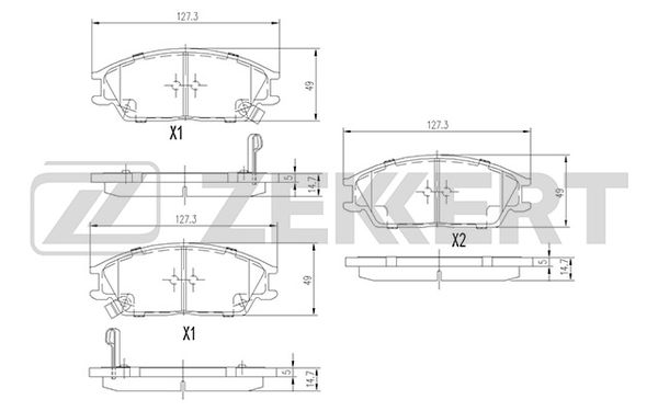 ZEKKERT (BS1705) Колодки торм. диск. передн. Hyundai Accent I-II 95-  S Coupe 90-  Pony 89-  Getz 02-  Lantra II 96- 
