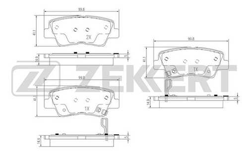 ZEKKERT (BS1788) Колодки торм. диск. задн. Hyundai Solaris I-II 10-  i40 11-  Sonata V-VI 04-  Kia Optima III-IV 12- 
