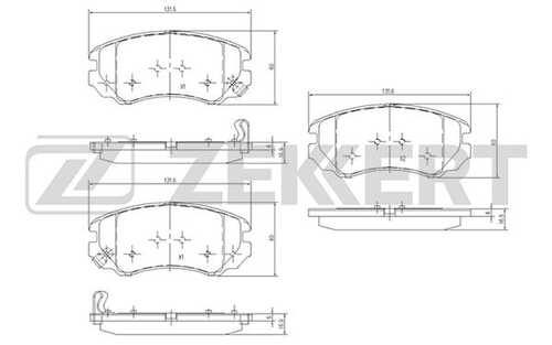 ZEKKERT (BS1799) Колодки торм. диск. передн. Hyundai Grandeur IV 03- Kia Magentis II 05- Chery Tiggo 7 Pro 21- (зам