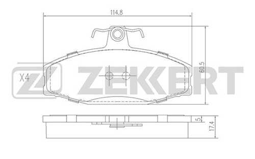 ZEKKERT (BS2072) Колодки торм. диск. передн. Skoda Favorit (781 785 787) 92-  Felicia (6U1 6U5) 94-  VW Caddy II 96-