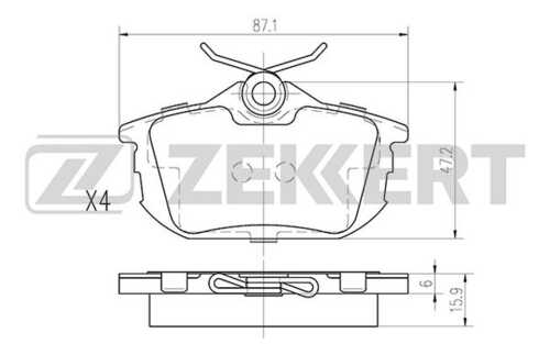 ZEKKERT (BS2226) Колодки торм. диск. задн. Mitsubishi Carisma 99- Colt VI 04- Space Star 98- Smart Forfour (454) 0