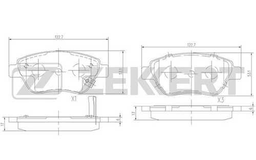 ZEKKERT (BS2343) Колодки торм. диск. передн. Fiat Doblo (119) 05- Doblo Cargo (223) 03- Panda (169) 04- Opel Adam