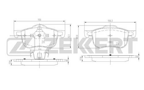 ZEKKERT (BS2760) Колодки торм. диск. передн. Volvo S60 00- S70 98- S80 98- V70 I-II 96- XC70 Cross Country 00-