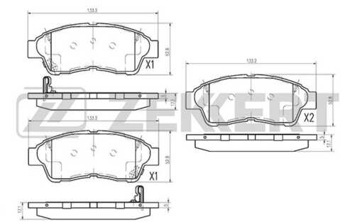 ZEKKERT (BS2802) Колодки торм. диск. передн. Toyota Camry (V10 V20) 91- Corolla (E90 E100 E110) 91- Rav 4 (A10)