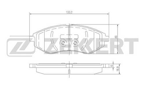 ZEKKERT (BS2812) Колодки торм. диск. передн. Chevrolet Aveo (T200) 03- Aveo (T250 T255) 05- Daewoo Kalos (KLAS) 02-