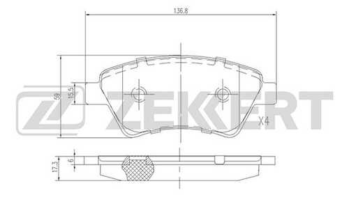 ZEKKERT (BS2826) Колодки торм. диск. передн. Renault Grand Scenic II 04-  Kangoo 01-  Megane II 03-  Scenic II 03-