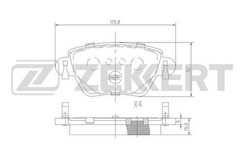 ZEKKERT (BS2838) Колодки торм. диск. задн. Ford Mondeo III 00-  Jaguar X-Type (X400) 01-  Renault Kangoo 00-  Kangoo 