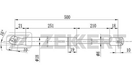 ZEKKERT (GF1029) Пружина газовая багажника VW Golf III 91-