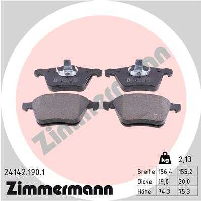 ZIMMERMANN (241421901) Колодки тормозные VOLVO S60/S80/V60/V70/XC70 10- перед.