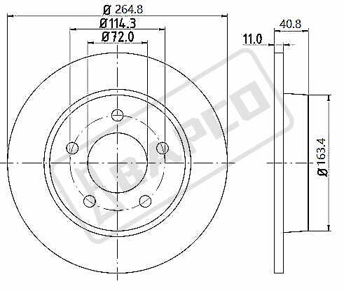 BAPCO (BD0113) тормозной диск невентилируемый